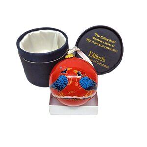 Four Calling Birds Dillard's 12 Days of Christmas Ornament Glass Ball Box Crow